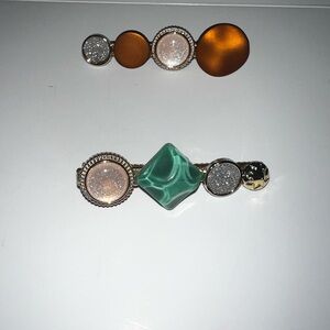 Chic Green and Orange Hair Clip Set